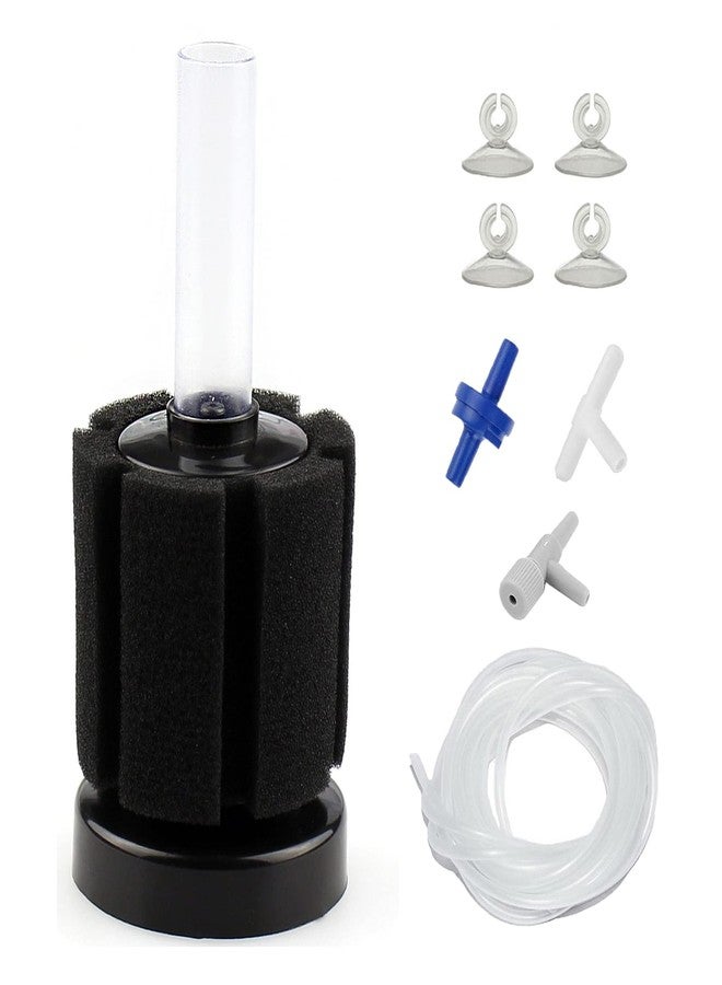 AQUANEAT Aquarium Air Powered Sponge Filter, Fish Tank Bio Bubble Filter with Airline Tubing, Valves, Suction Cup(up to 10Gal) - Image 1